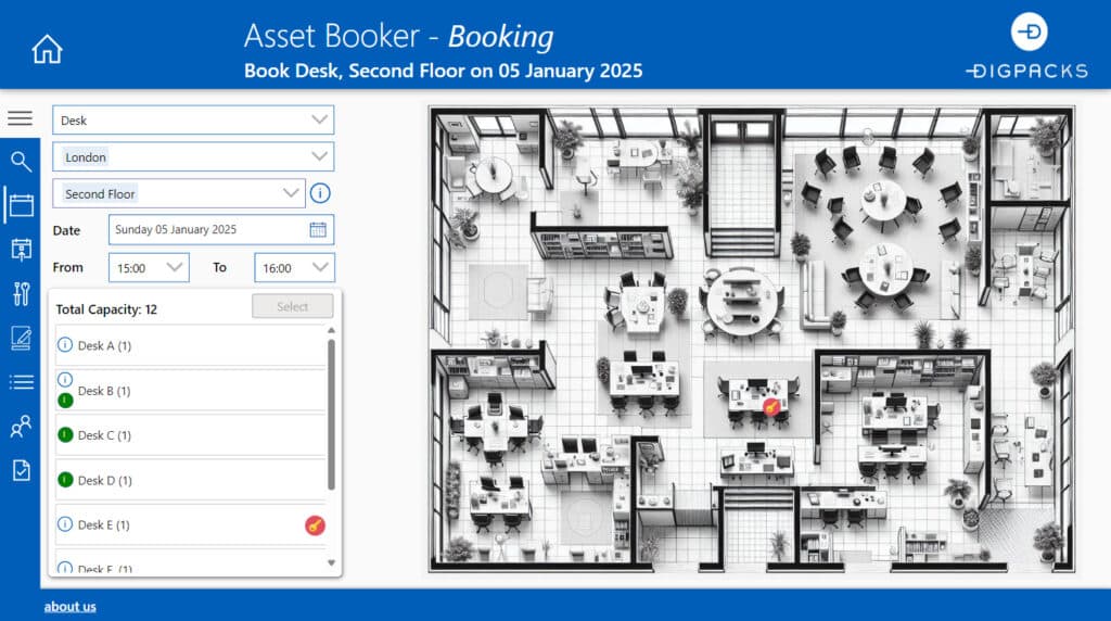Asset Booker resource booking interface